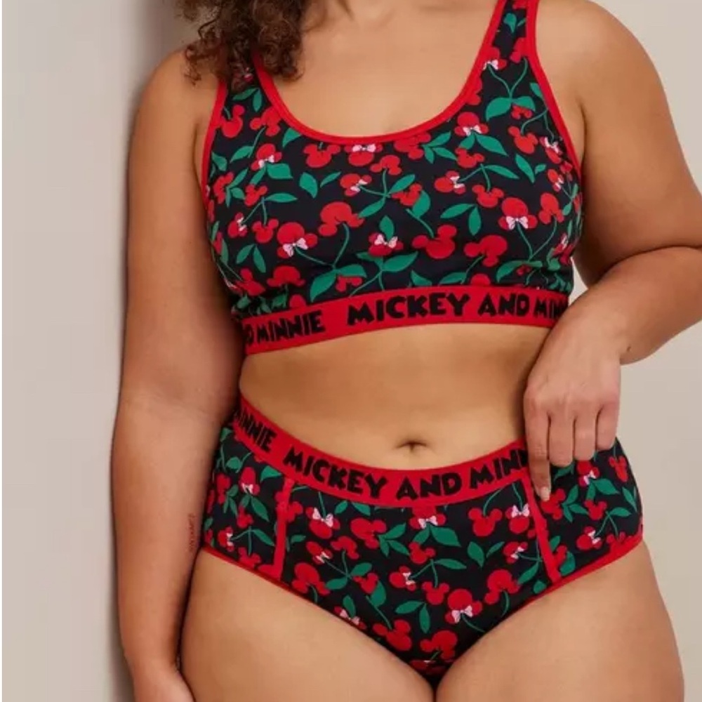 Torrid Mickey and Minnie Cherries Bralette and Panty Set - Picture 2 of 5